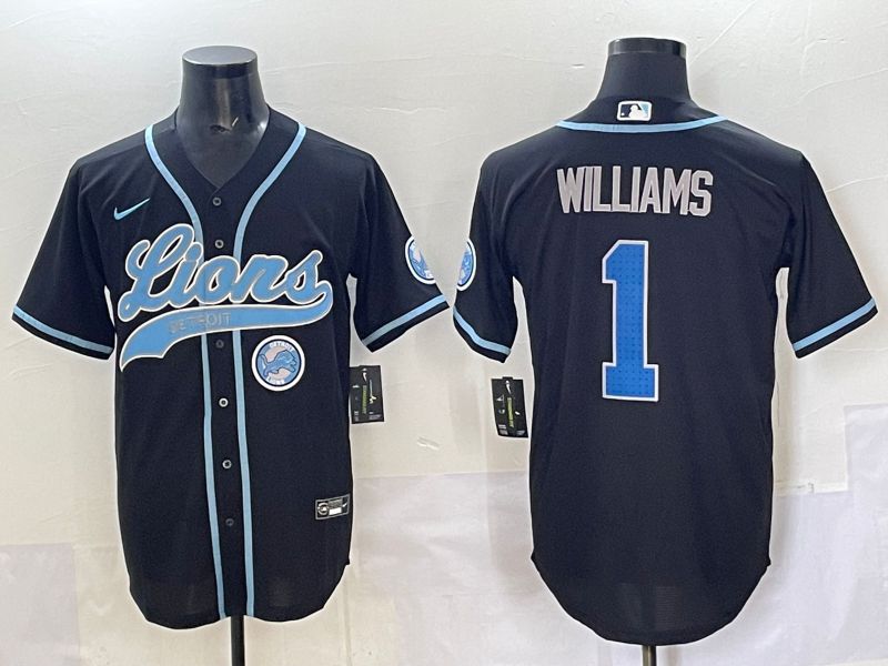 Men 2025 Detroit Lions #1 Williams Black  joint name 2024 Nike Limited NFL Jersey style 8